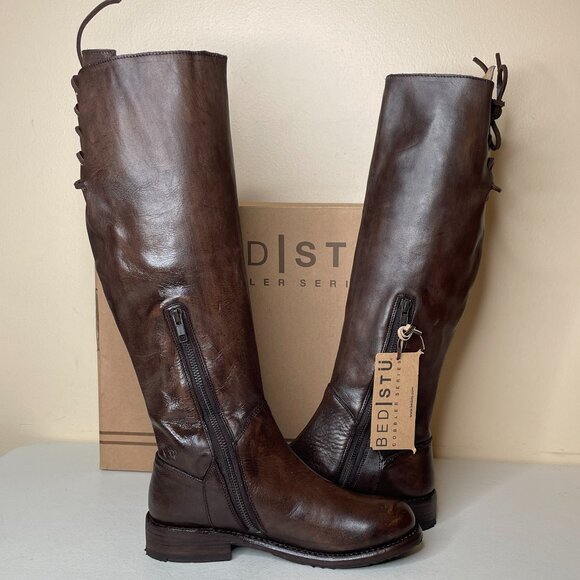 BED STU Manchester Distressed Brown Leather Tall Riding Boots BedStu Size 6.5 - Picture 3 of 16